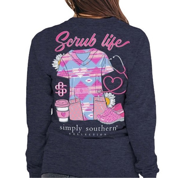 ✨🆕👚🩺SIMPLY SOUTHERN SCRUB LIFE LOGO TEE🩺👚 - Picture 1 of 8
